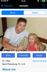 SingleParentMatch mobile app profile